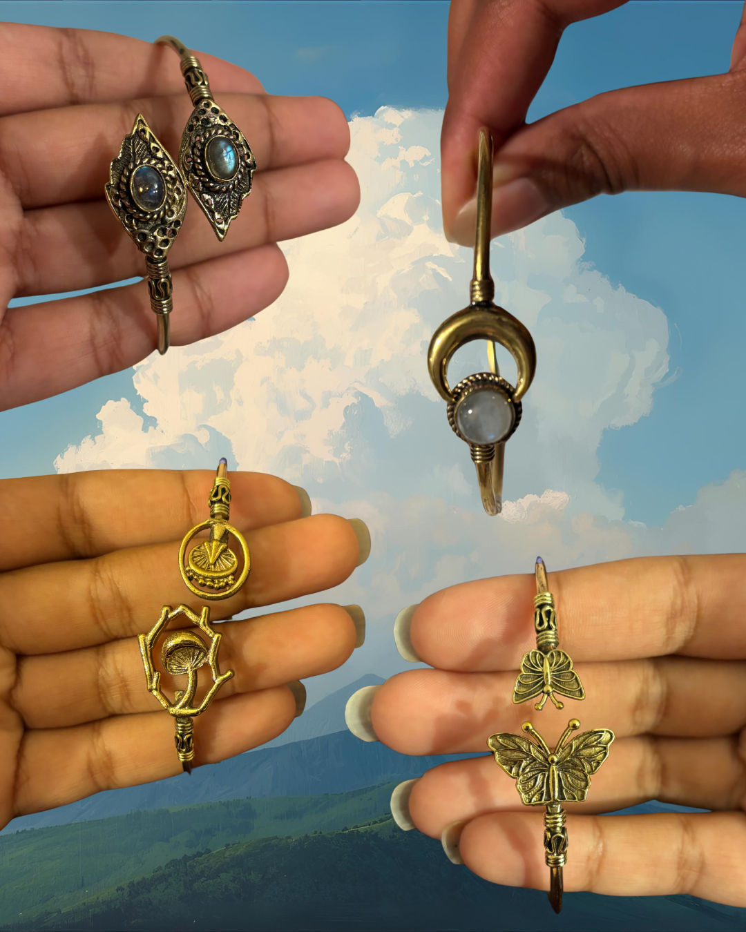 Adjustable Motif Cuff Bracelet