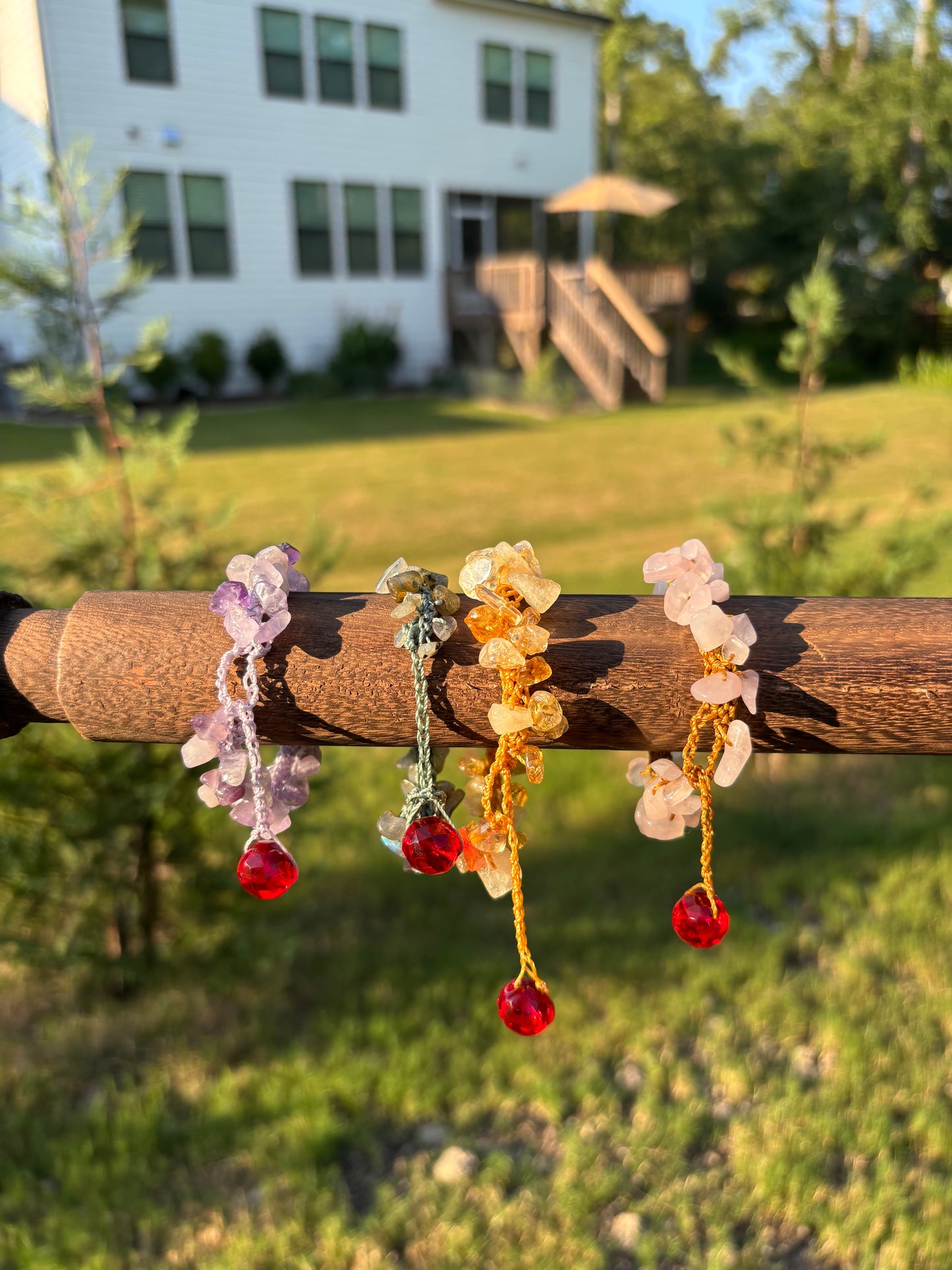 Crochet crystal chip bracelet