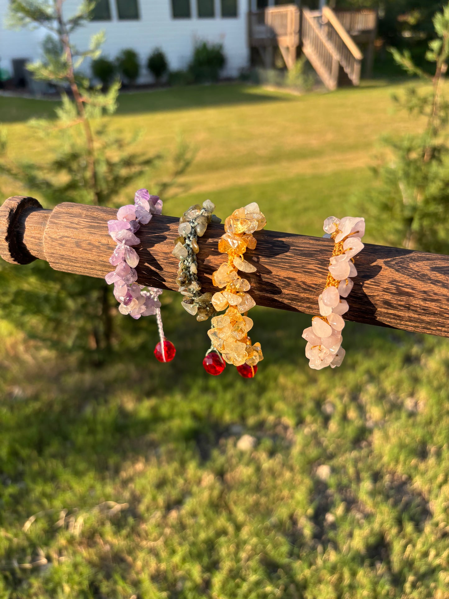 Crochet crystal chip bracelet