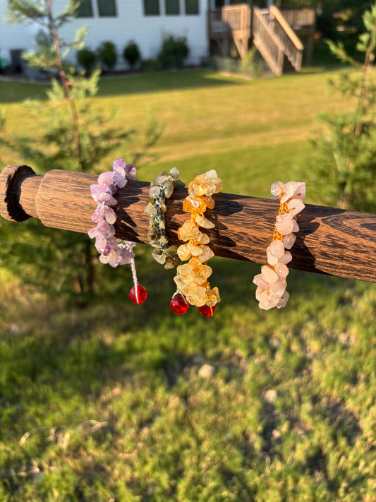Crochet crystal chip bracelet