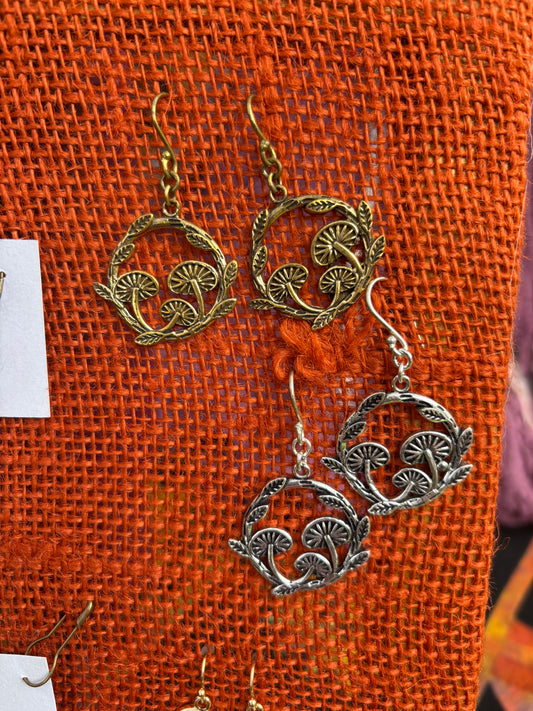 Brass Mushroom Earrings
