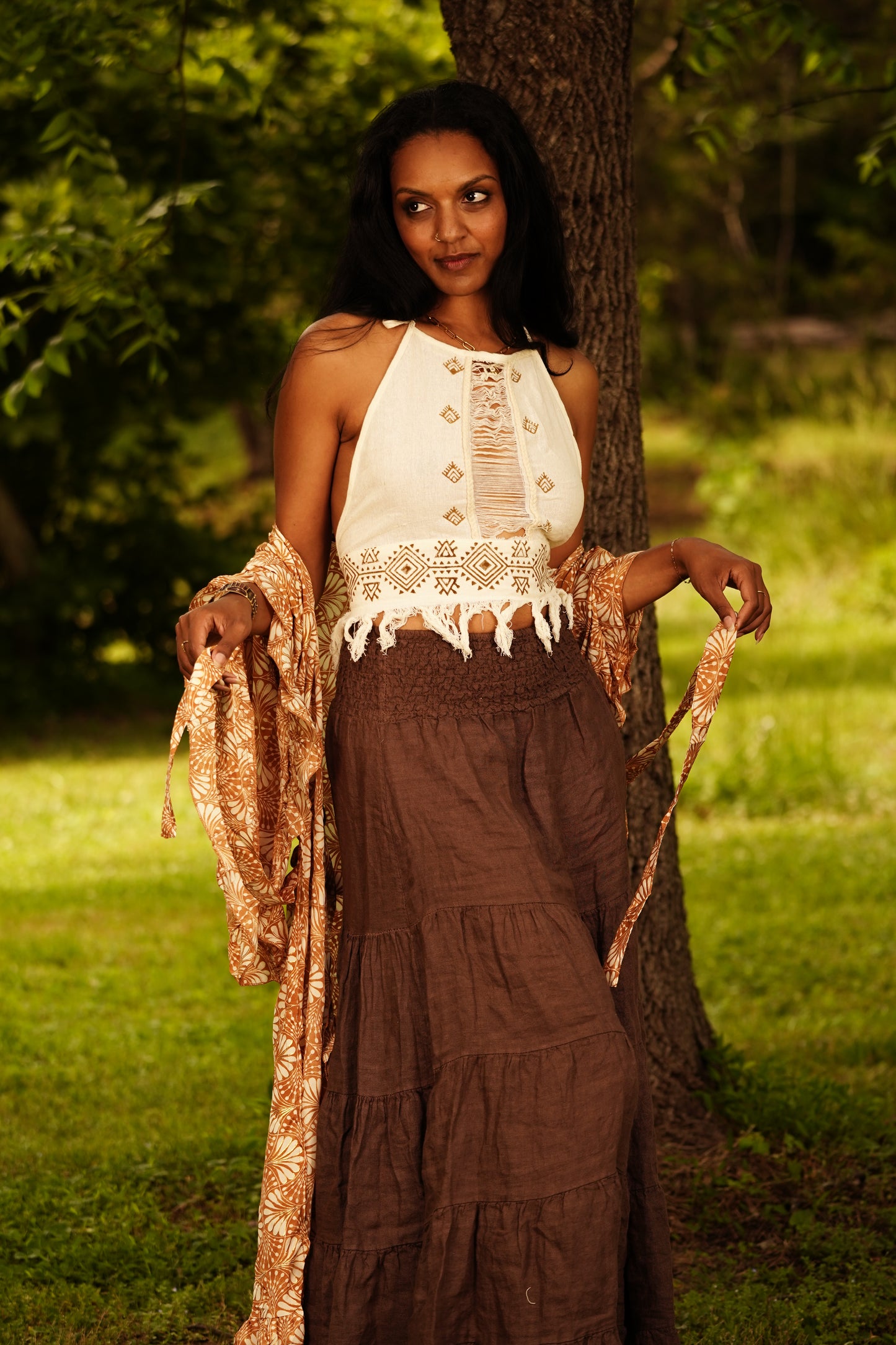 Printed Woven Halter Top