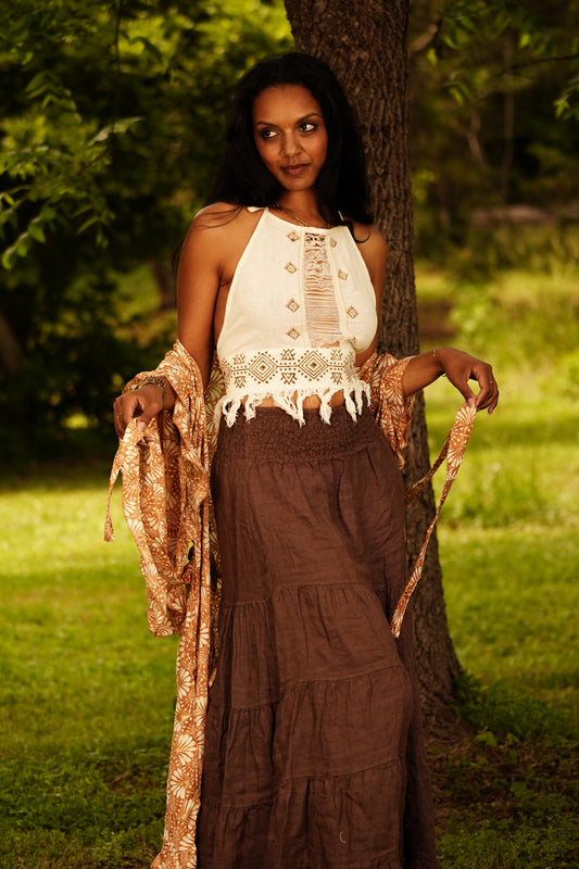 Printed Woven Halter Top