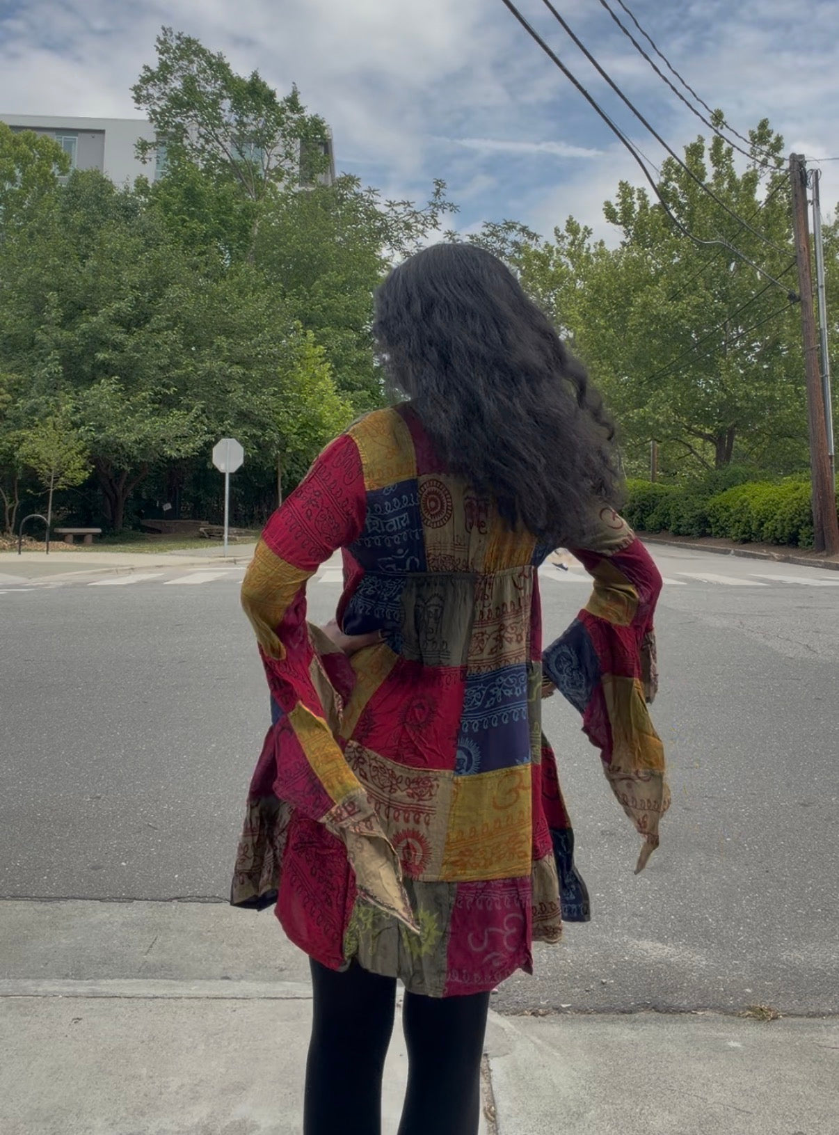 Cotton Patchwork Bell Sleeve Tunic