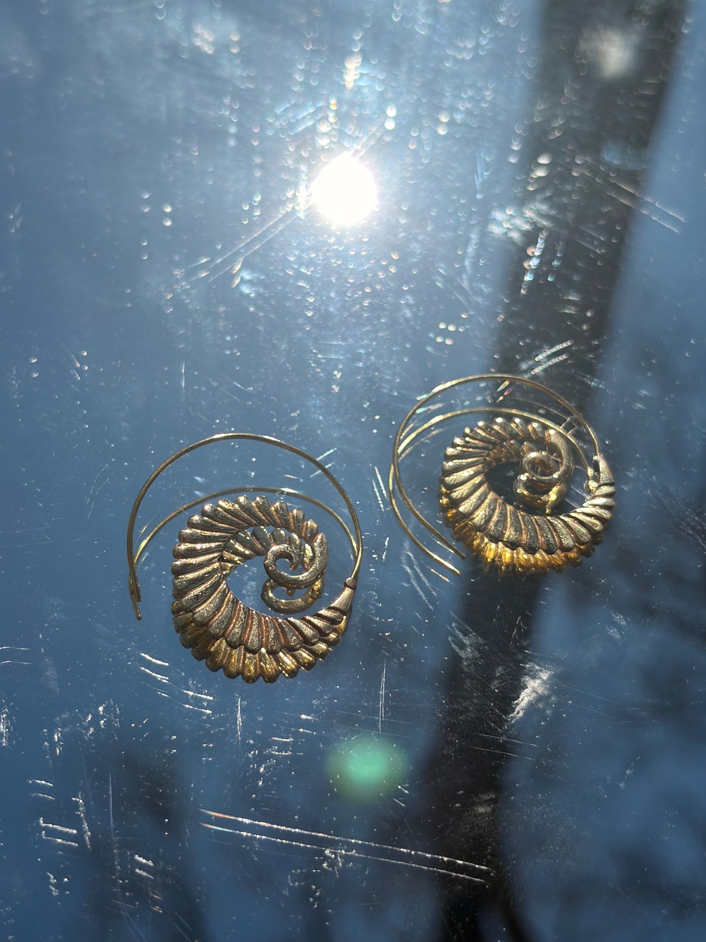 Leafy Swirl Brass Earrings