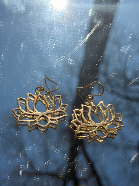Brass Earrings - Blooming Lotus