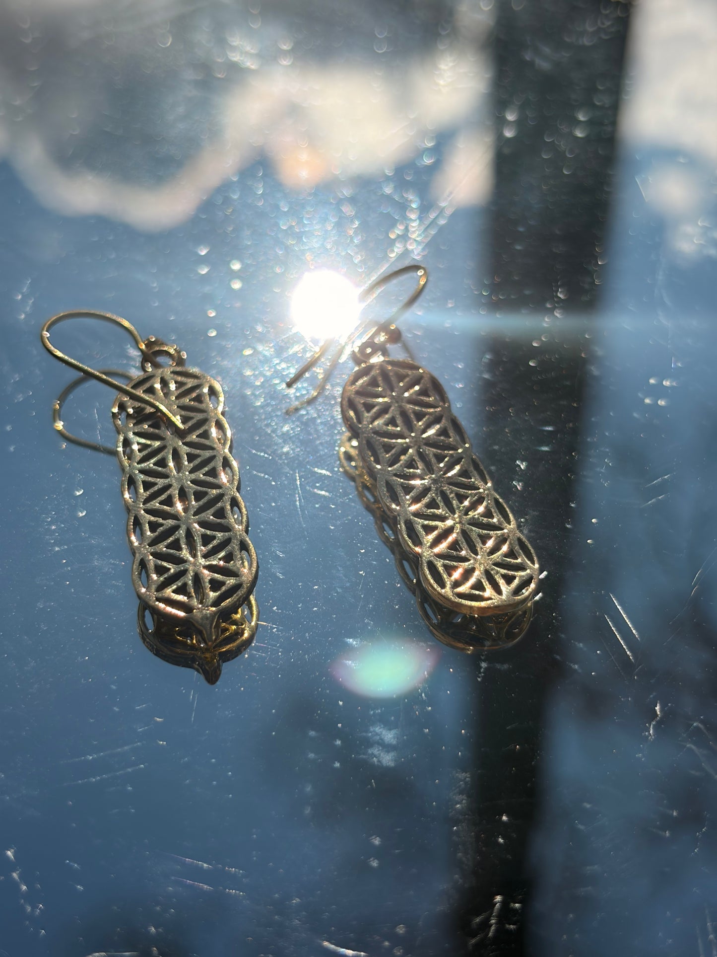 Stacked Seed of Life Brass Earrings