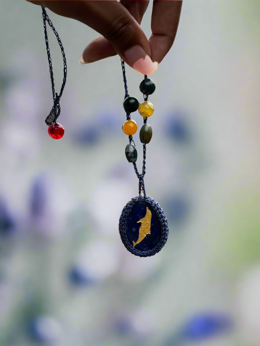 Etched Crystal Spirit Animal Crochet Necklace