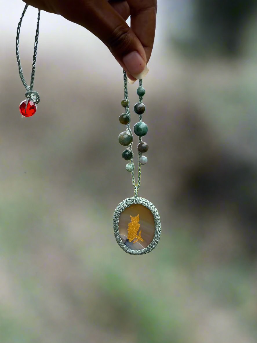 Etched Crystal Spirit Animal Crochet Necklace